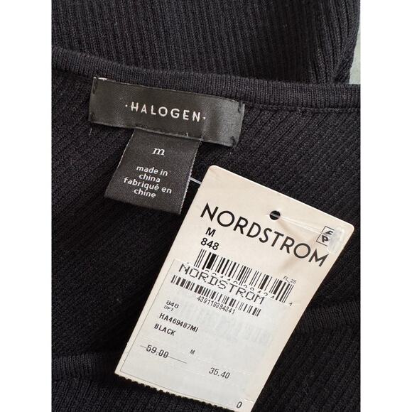 NEW HALOGEN Black One Shoulder Pullover Top Size M - Picture 2 of 3